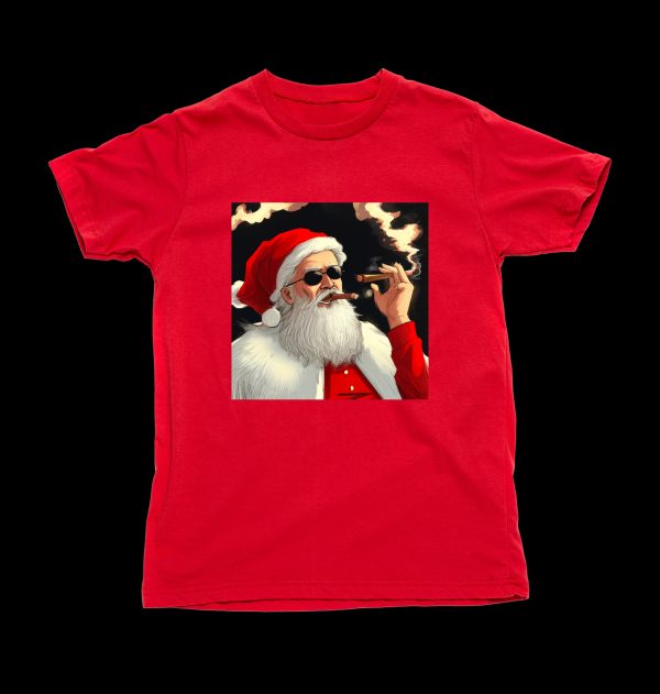 Baked Santa Cool Weird Christmas Cigar T-Shirt - Image 3